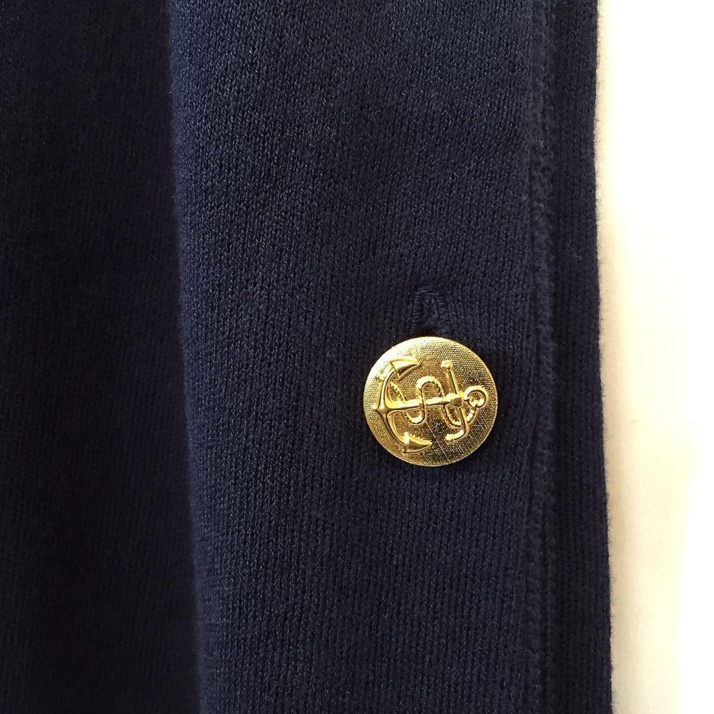 Vintage 80s Pencil Maxi Skirt Small Navy Stretch Elastic Waist Anchor Buttons US - Picture 7 of 8